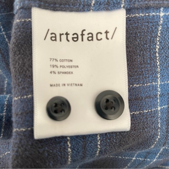 Artefact Slim Navy Blue Black Plaid Button Front 2XL Tall Shirt - Picture 6 of 6